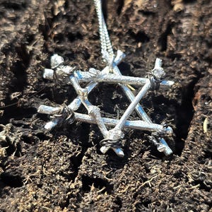 Handcrafted Natural Flora Solid Silver Branch, Bonefire Star of David- Medium Size Pendant