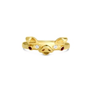 Smiling Little Piggy Ring with Gemstones
