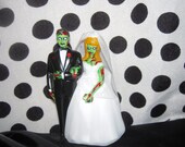 Zombie/Day of the Dead/Skeleton Couple Wedding Cake Topper with Custom Hair