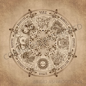Altar Cloth | Tarot Cloth | Tarot Spread | Tarot Reading | Wheel of the Year Antique Sepia Scarf