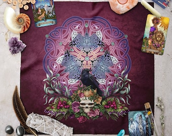 Morrigan Raven Altar Tuch: Keltische Göttin Tarot Tuch