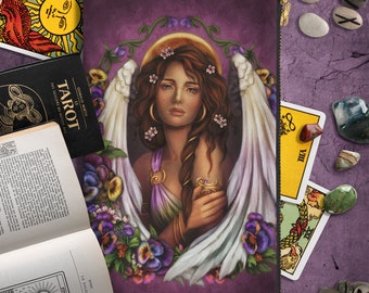 Tarot Deck Bag Pouch | Oracle Deck Bag | Angel Tarot | Pansy Angel Oracle Bag - Brigid Ashwood