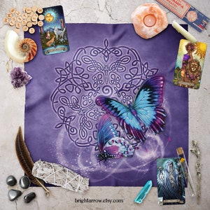 Butterfly Celtic Altar Cloth: Tarot Spread Scarf, Animal Spirit Guide
