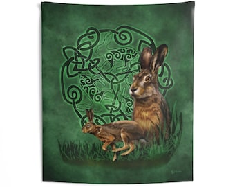 Wall Tapestry | Wall Decor | Wall Art | Celtic Hare Rabbit Bunny Animal Spirit Guide