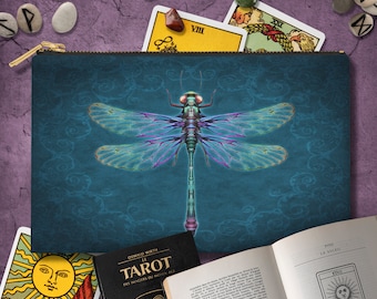 Dragonfly Damask Tarot Deck Zipper Pouch: Original Art Bag