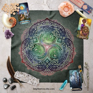 Altar Cloth | Tarot Cloth | Tarot Spread | Tarot Reading | Celtic Knot Dragon Animal Spirit Guide Scarf