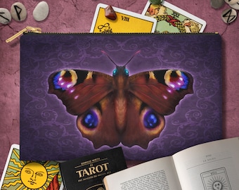 Astuccio con cerniera per mazzo di tarocchi a farfalla: borsa originale per oracoli artistici