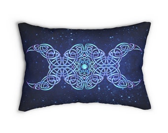 Lumbar Rectangle Pillow 14x20 - Celtic Triple Moon Phase