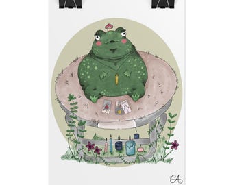 Whimsical Witchy Frog  Poster/Print