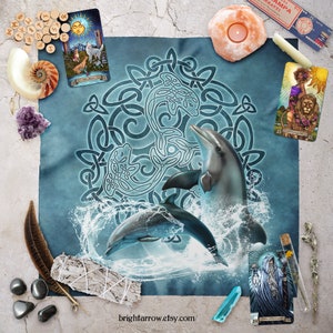Celtic Dolphin Tarot Cloth: Altar Scarf, Oracle Card Wrap