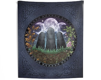 Celtic Awen Standing Stones Wall Tapestry: Polyester Wall Decor (51x60 inches)
