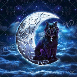 Black Cat Celtic Moon Altar Cloth: Tarot Scarf, Oracle Card Wrap
