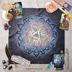 Altar Cloth | Tarot Cloth | Tarot Spread | Tarot Reading | Celtic Knot Unicorn Animal Spirit Guide Scarf