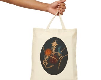 Sun, Moon, & Stars Skeletons Canvas Tote Bag