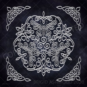 Celtic Butterfly Tarot Cloth: Black & Silver Altar Scarf