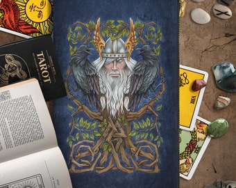 Tarot Deck Bag Pouch | Oracle Deck Bag | Celtic Tarot | Odin's Tree Ravens Norse Viking Tarot Rune Bag