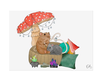Whimsical Witchy Mice Poster/Print