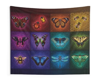 Butterfly & Insect Tapestry: Colorful Winged Friends Wall Decor