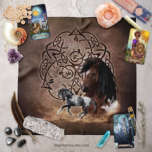 Altar Cloth | Tarot Cloth | Tarot Spread | Tarot Reading | Celtic Horse Animal Spirit Guide Scarf