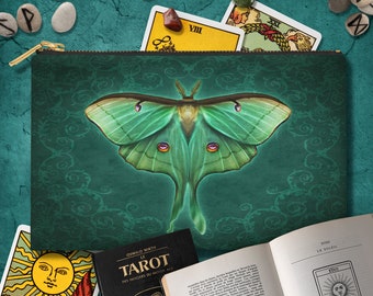 Luna Moth Tarot Deck Zipper Pouch: Original Art Bag