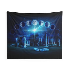 Stonehenge Moon Phases Wall Tapestry
