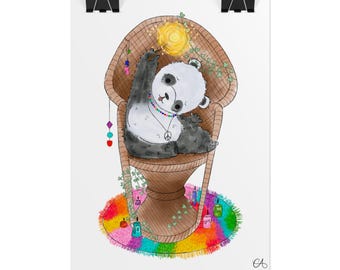 Whimsical Witchy Panda Poster/Print