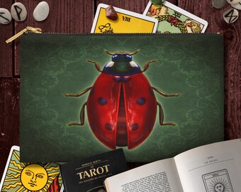 Astuccio con cerniera per mazzo di tarocchi Ladybug: borsa originale per oracoli artistici
