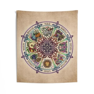 Wall Tapestry | Wall Decor | Wall Art | Wheel of the Year Color Pagan Wiccan Kitchen Witch