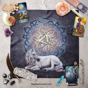 Altar Cloth | Tarot Cloth | Tarot Spread | Tarot Reading | Celtic Unicorn Animal Spirit Guide Scarf