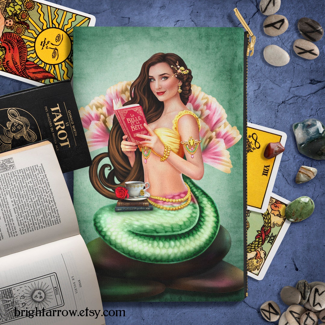 Tarot Deck Bag Pouch | Oracle Deck Bag | Mermaid Tarot | Book Lover ...