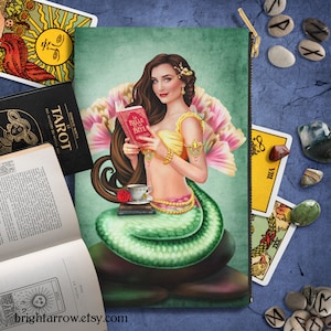 Mermaid Tarot Deck Zipper Bag Green