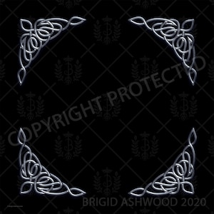 Tela de altar / Tela de tarot / Difusión de tarot / Lectura de tarot / Esquinas de nudos celtas Negro y plateado Pañuelo