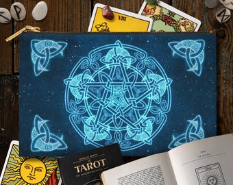 Celtic Moon Pentacle Tarot Deck Zipper Bag: Pagan Oracle Pouch