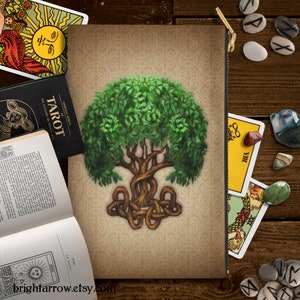 May include: A beige zippered pouch featuring a green tree with brown roots and branches at its centre. The tree is set against a beige background with a repeating pattern. The pouch is ideal for storing small items such as jewellery, makeup, or other essentials.