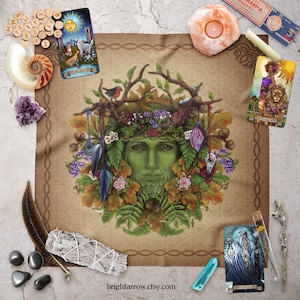 Altar Cloth | Tarot Cloth | Tarot Spread | Tarot Reading | Celtic Greenman Druid Scarf