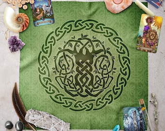 Celtic Knot Tree of Life Altar Cloth: Yggdrasil Tarot Scarf