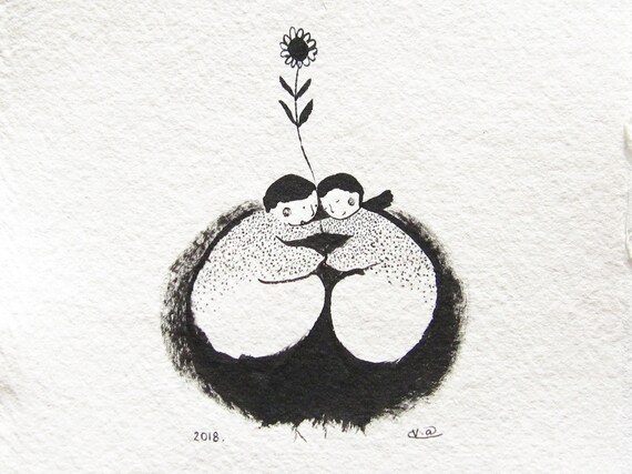 Original Ilustracion Amor Pareja Amistad Amigo Hermano Etsy