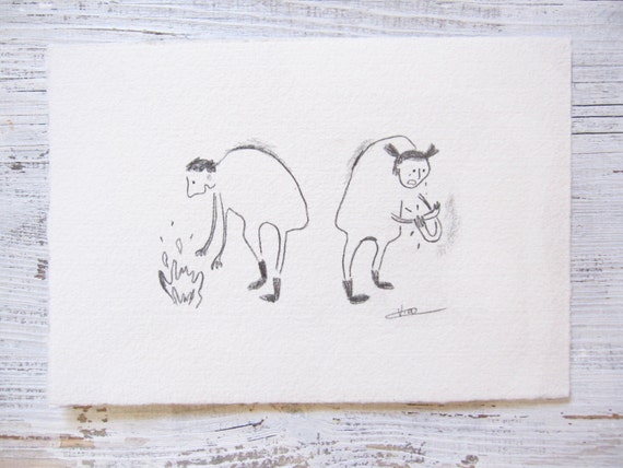 Ołówek Rysunek Szkic Ołówkiem Proste Doodle śmieszne Humorystyczny Art Dowcipny Sztuki Gry Z Ogniem Boli Ból Oryginalny Rysunek