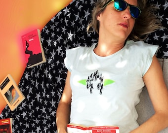 Camiseta verde claro única pintada a mano