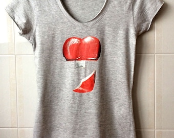Camiseta gris CORAZÓN o PEN DRIVE de mujer