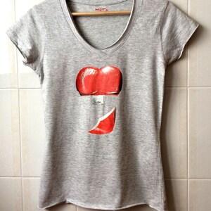 Ash grey t shirt HEART or PEN DRIVE unique design woman tee