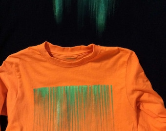Camiseta color mandarina de algodón preencogido para niños 5-6 años pintada a mano Red niño infantil