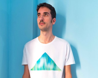 TRIÁNGULO 1 Camiseta blanca de algodón orgánico pintada a mano
