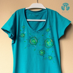 Handpainted unique blue t shirt ONE of a KIND