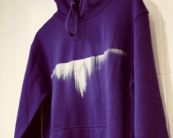 Sudadera con capucha color púrpura pintada a mano única original unisex