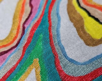 Camiseta unisex blanca única pintada a mano "Piedras de la vida"