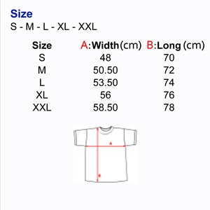 Peut inclure: Tableau des tailles pour un t-shirt avec des mesures en centim&egrave;tres. Le tableau indique la largeur et la longueur du t-shirt dans diff&eacute;rentes tailles&nbsp;: S, M, L, XL et XXL.
