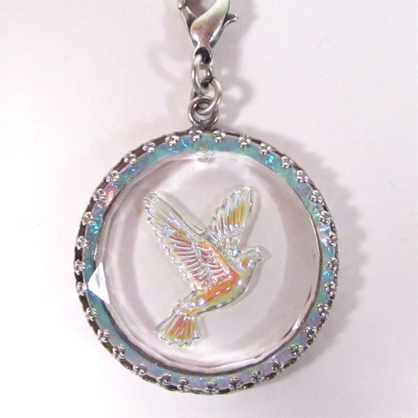 SoHo® Peace Dove Pendant vintage bohemia glass crystal aurora boreale 1970s peace handmade in cologne