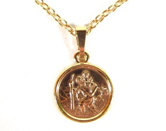 Subtle chain brass gilded small chistophorus lucky charm guardian angel travel gold anchor chain necklace pendant made in cologne