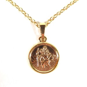 Subtle chain brass gilded small chistophorus lucky charm guardian angel travel gold anchor chain necklace pendant made in cologne